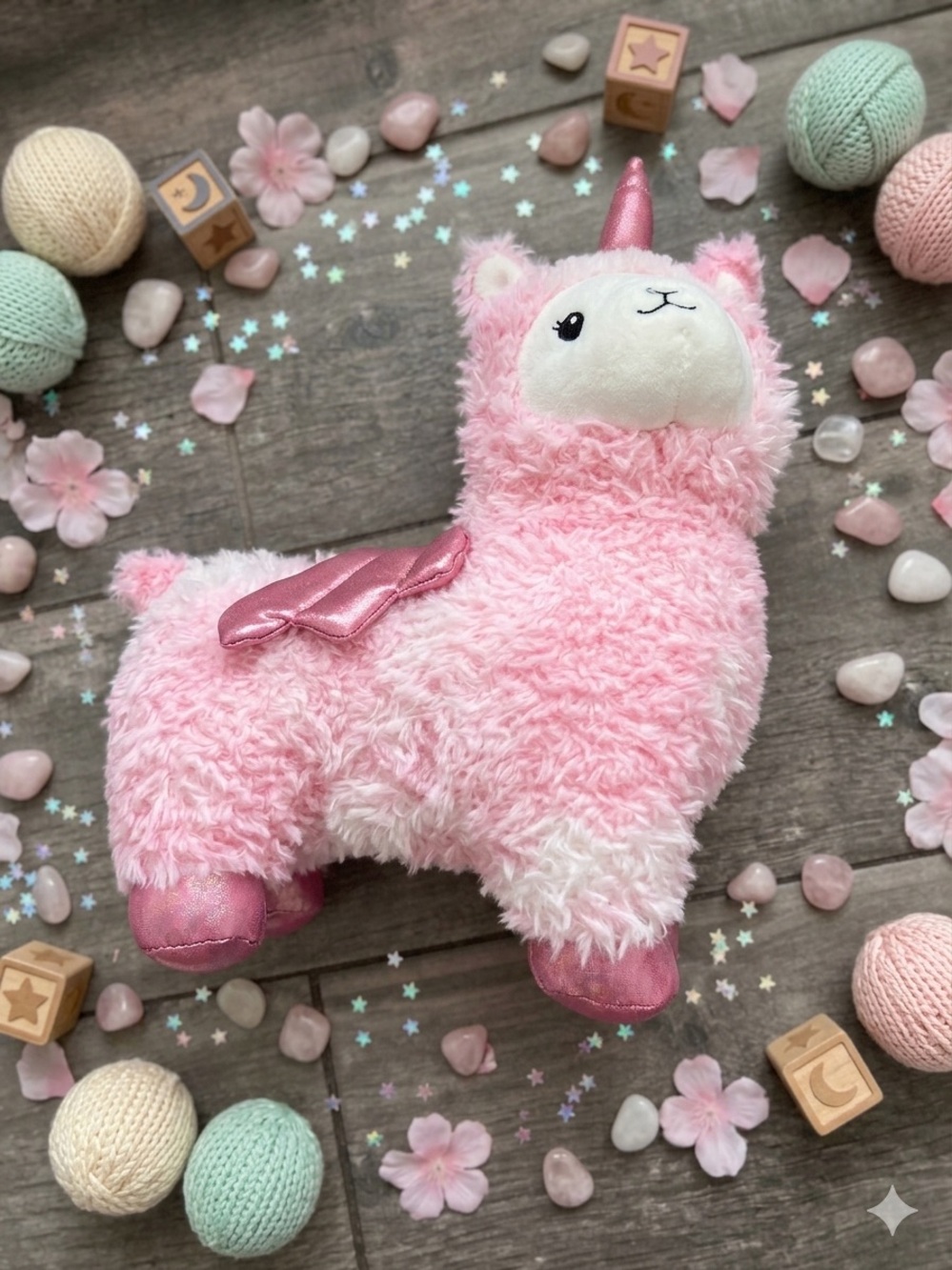 FAO Schwarz 15" Glow Brights Pink Llamacorn Plush NWT Llama Unicorn Lights Sound